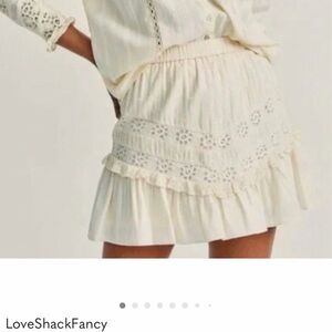 LoveShackFancy Cream Lace Skirt
